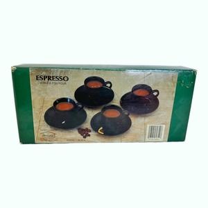 Espresso Cups & Saucers set of 4 Black